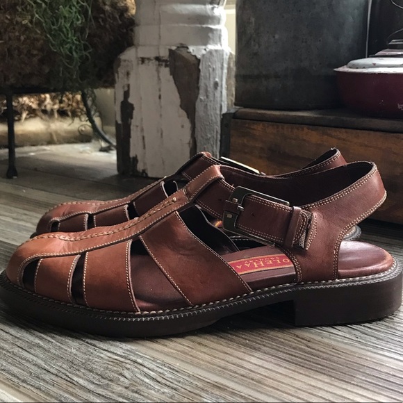 mens closed toe leather dress sandals